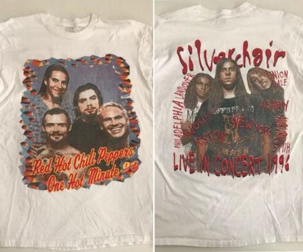 Red Hot Chili Peppers Silverchair One Hot Minute Tour 1996 Short Sleeve T Shirt