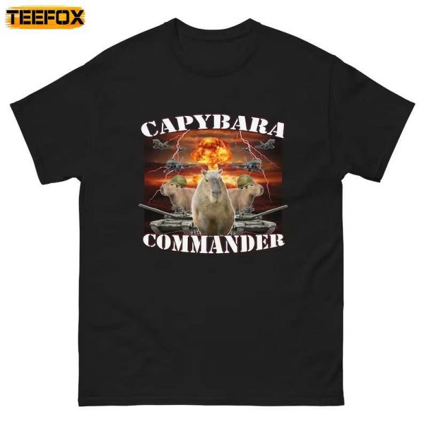Capybara Commander Funny Short Sleeve T Shirt