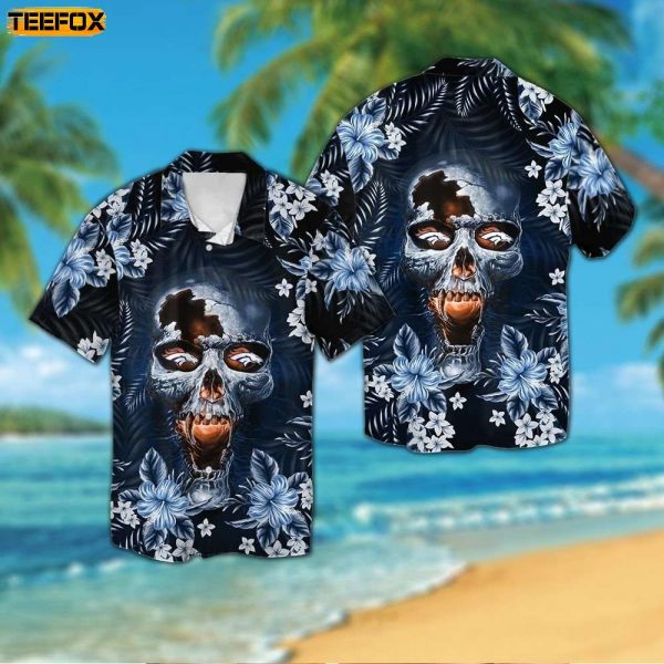 Denver Broncos NFL Skull Tropical Aloha Mens Hawaiian Shirt
