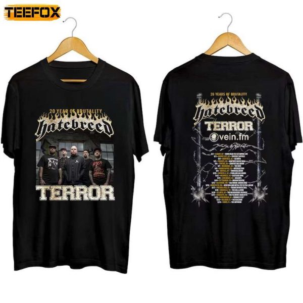 Hatebreed 20 Years Of Brutality Tour 2023 Short Sleeve T Shirt