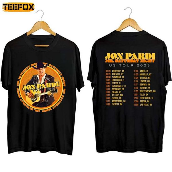 Jon Pardi The Mr Saturday Night World Tour 2023 Music Short Sleeve T Shirt