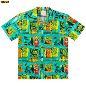 Scooby Dog Tiki Statue Tropical Mens Hawaiian Shirt