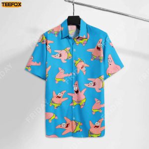 Spongebob Patrick Star Pattern Blue Mens Hawaiian Shirt