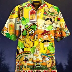 Tacos Tequila Mens Hawaiian Shirt