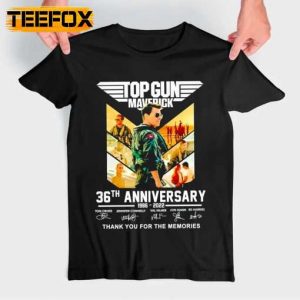Top Gun Maverick 36th Anniversary 1986 2022 Signatures Tom Cruise T Shirt