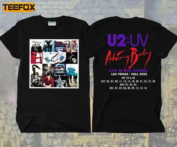 U2 Rock Band Warning Baby Live at Sphere Las Vegas Tour 2023 Short Sleeve T Shirt