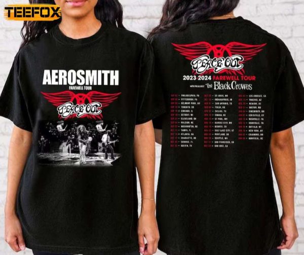 Aerosmith Peace Out Farewell Tour with The Black Crowes 2023 2024Short Sleeve T Shirt