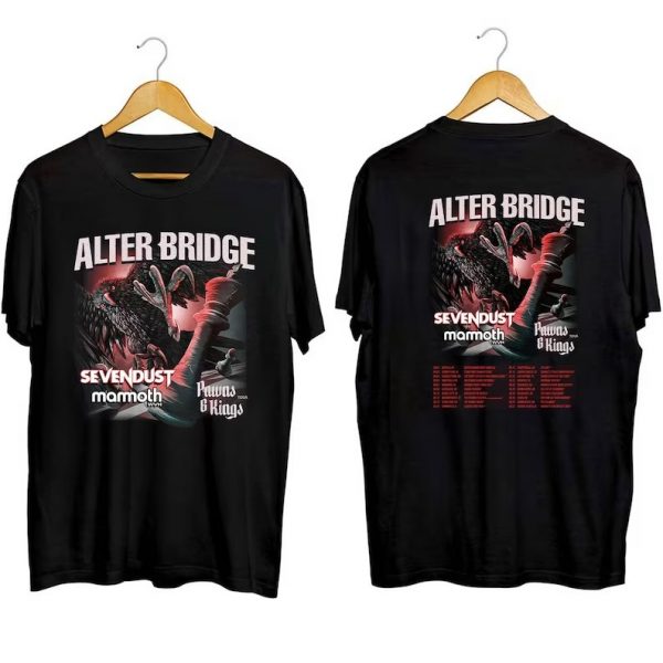 Alter Bridge Sevendust and Mammoth WVH Pawns And Kings Tour 2023 Short Sleeve T Shirt