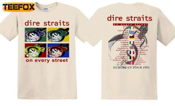 Dire Straits On Every Street Europe Tour 1992 Short Sleeve T Shirt