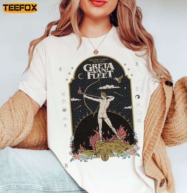 Greta Van Fleet Dreams In Gold Tour 2023 Short Sleeve T Shirt