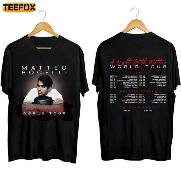 Matteo Bocelli A Night with Matteo World Tour 2023 Adult Short Sleeve T Shirt