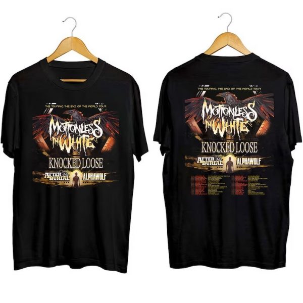 Motionless In White The Touring The End Of The World Concert 2023 Music Band Short Sleeve T Shirt