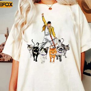 Freddie Mercury With His Cats Adult Short Sleeve T Shirt