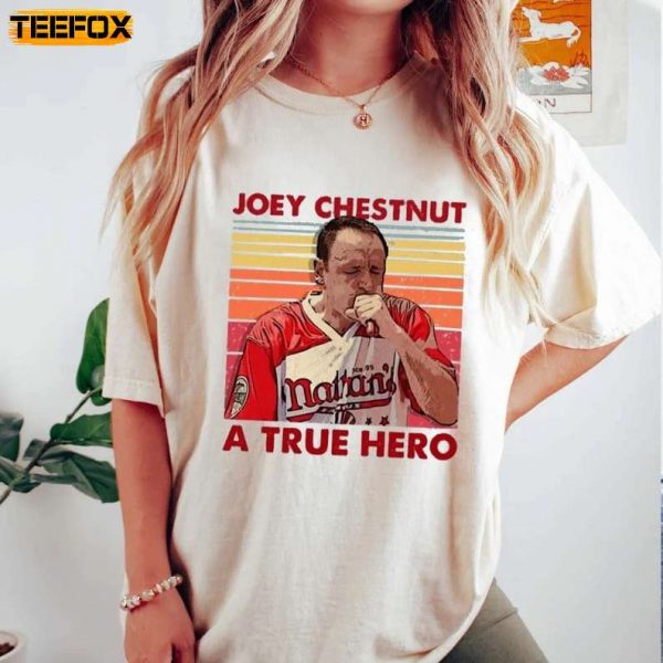 Joey Chestnut Eating A True Hero Adult Short Sleeve T Shirt