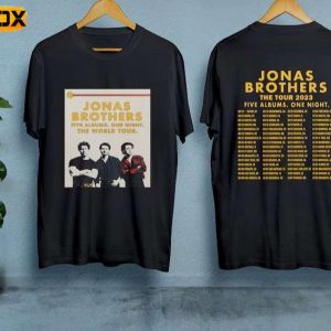 Jonas Brothers Five Albums One Night 2023 Adult Short Sleeve T Shirt