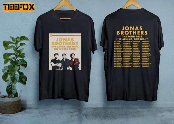 Jonas Brothers Five Albums One Night 2023 Adult Short Sleeve T Shirt