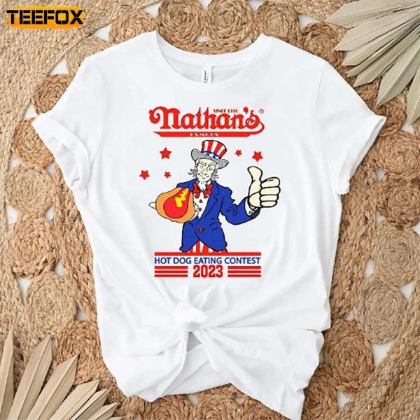 Nathans Famous Hot Dog Eating Contest Joey Chestnut 2023 Adult Short Sleeve T Shirt