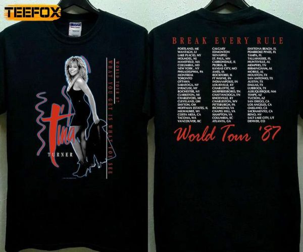 Tina Turner 1987 Break Every Rule World Tour Adult Short Sleeve T Shirt