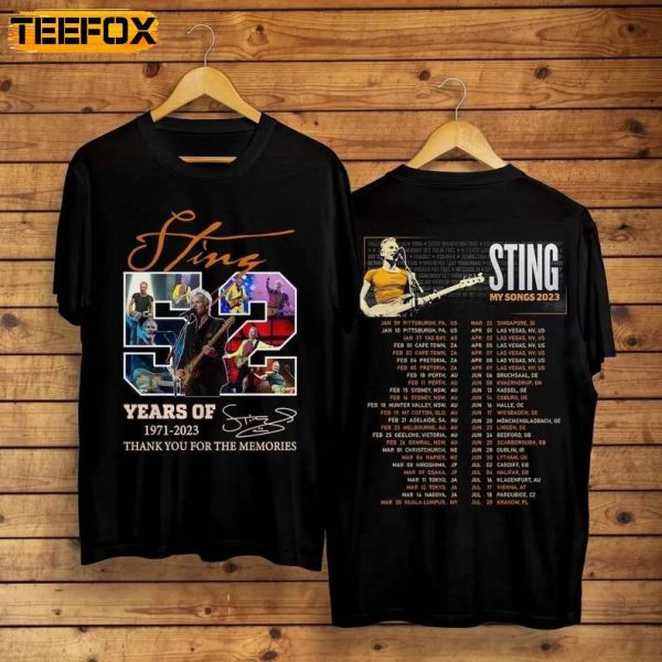 Sting My Songs 2023 World Tour Two Sided Concert Short Sleeve T Shirt
