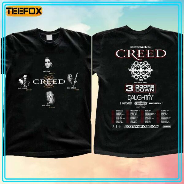 Creed 2024 Tour Summer of 99 Tour Concert Short Sleeve T Shirt