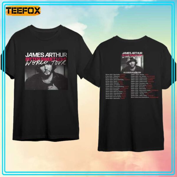James Arthur Bitter Sweet Love 2024 World Tour Short Sleeve T Shirt