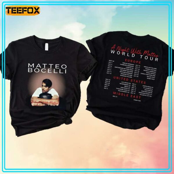 Matteo Bocelli A Night with Matteo World Tour 2023 Short Sleeve T Shirt