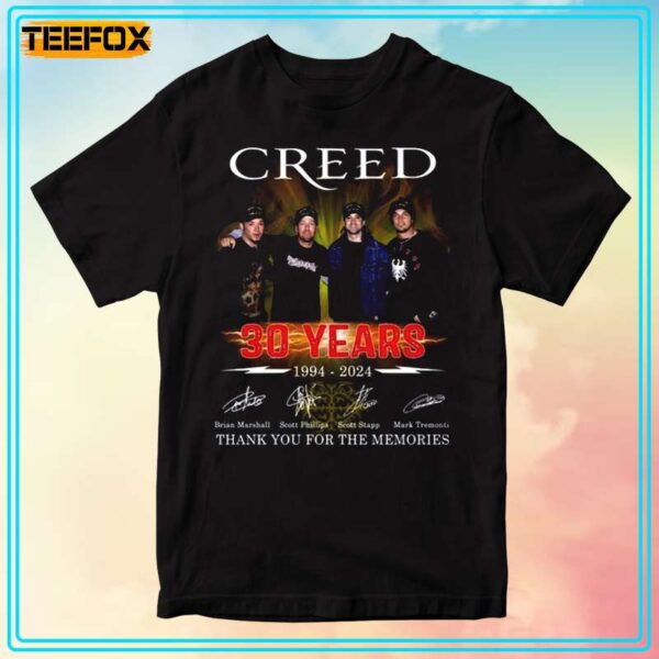 30 Years 1994 2024 Creed Band Signatures Short Sleeve T Shirt 1706097807