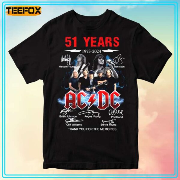 ACDC 51 Years 1973 2024 Thank You For The Memories T Shirt