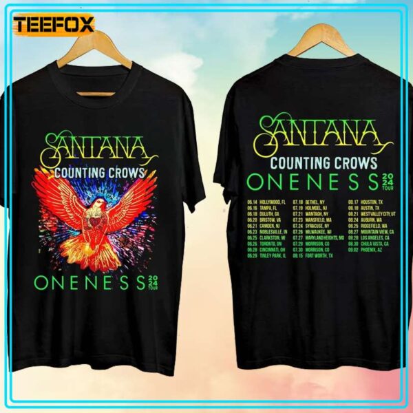 Carlos Santana and Counting Crows The Oneness Tour 2024 Concert T Shirt