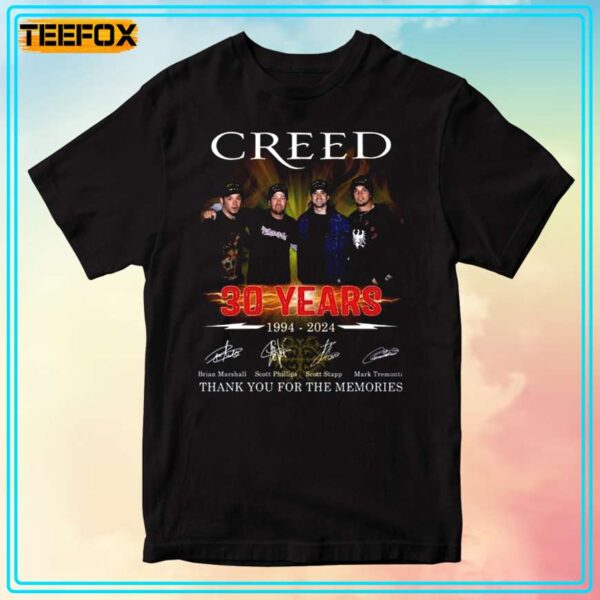 Creed Band 30 Years 1994 2024 Signatures T Shirt 1707748814