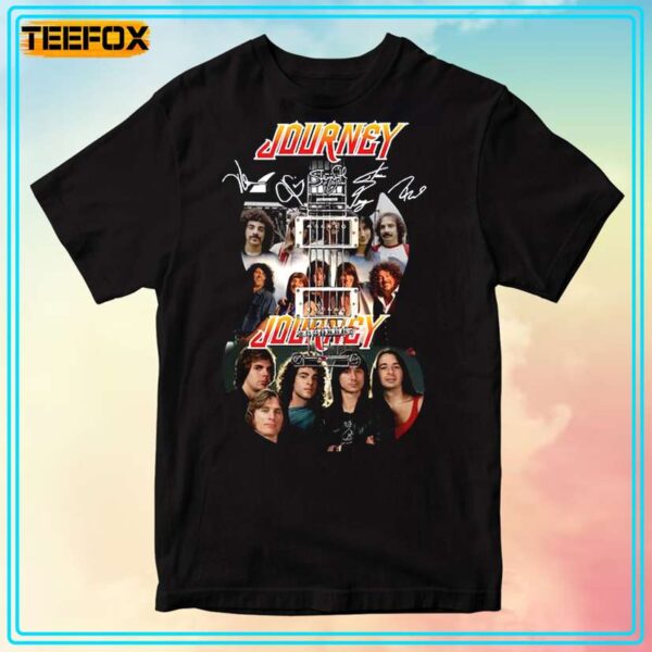 Journey Rock Band Signatures on Guiltar T Shirt