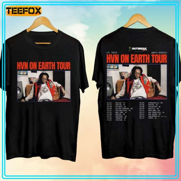 Lil Tecca HVN On Earth Tour 2024 Concert T Shirt