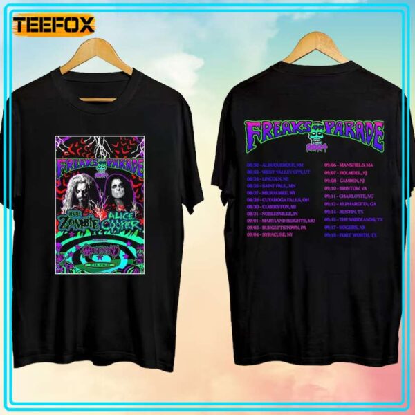 Rob Zombie and Alice Coopers Freaks On Parade Tour 2024 T Shirt