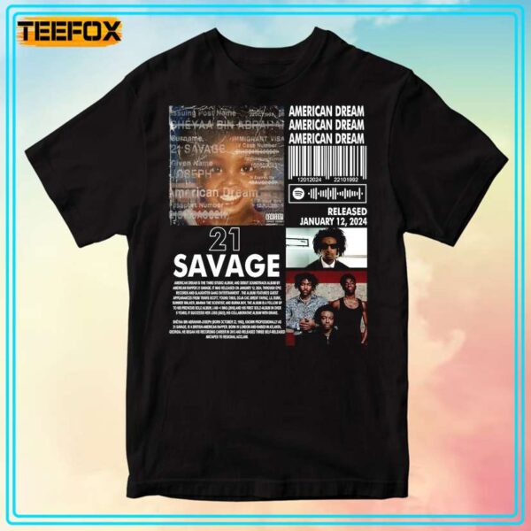 21 Savage American Dream Album T Shirt