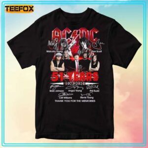 ACDC 51 Years 1973 2024 Signatures Band Music T Shirt