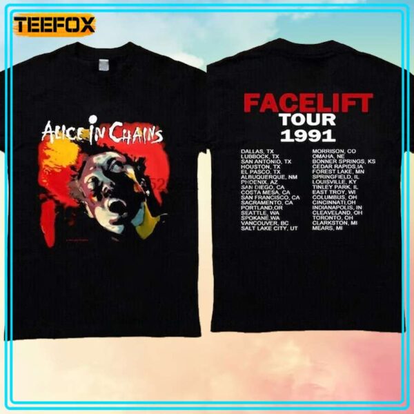 Alice In Chains Facelift Tour 1991 Rock Music T Shirt