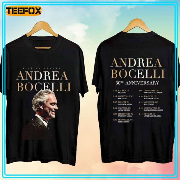 Andrea Bocelli 30th Anniversary Tour 2024 T Shirt