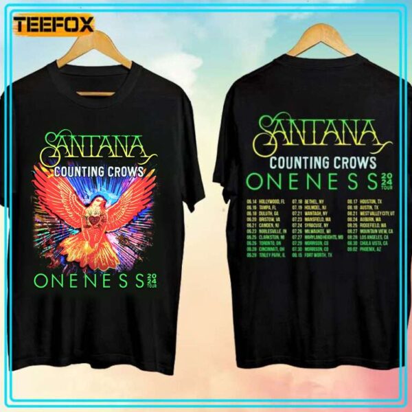 Carlos Santana and Counting Crows The Oneness Tour 2024 Concert T Shirt 768x768 1722549782