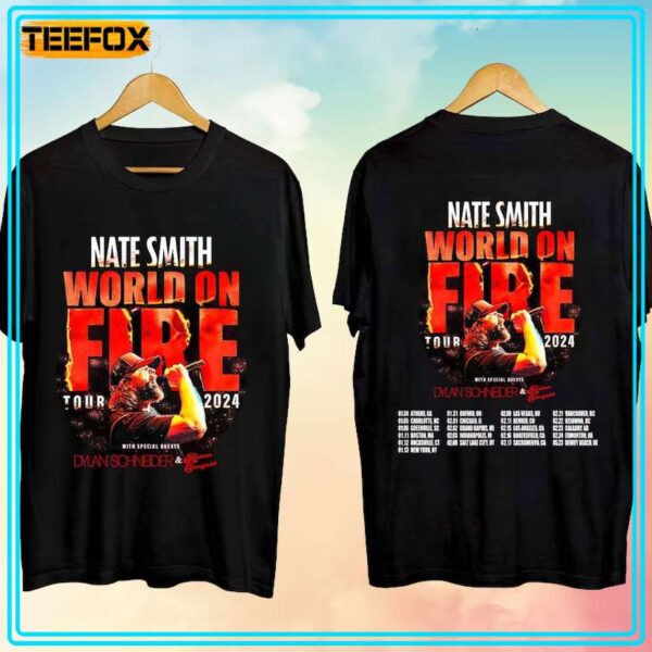 Nate Smith World On Fire Tour 2024 Concert T Shirt