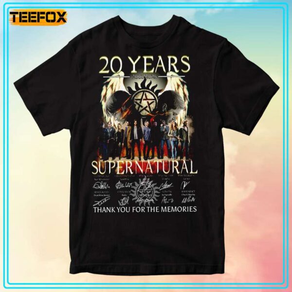 Supernatural 20 Years Signatures 2005 2025 Memories T Shirt