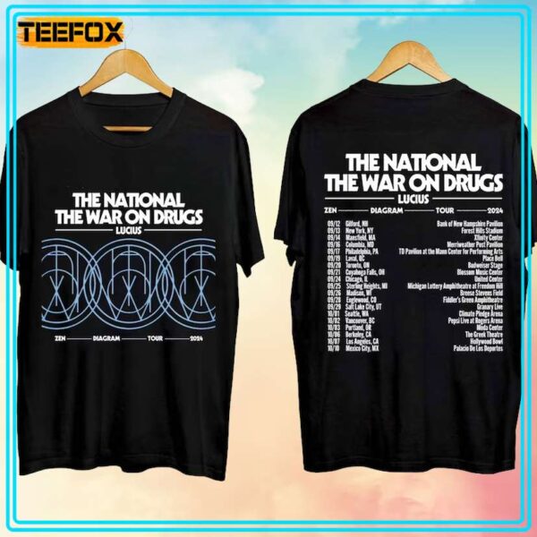 The National and The War on Drugs Zen Diagram Tour 2024 T Shirt