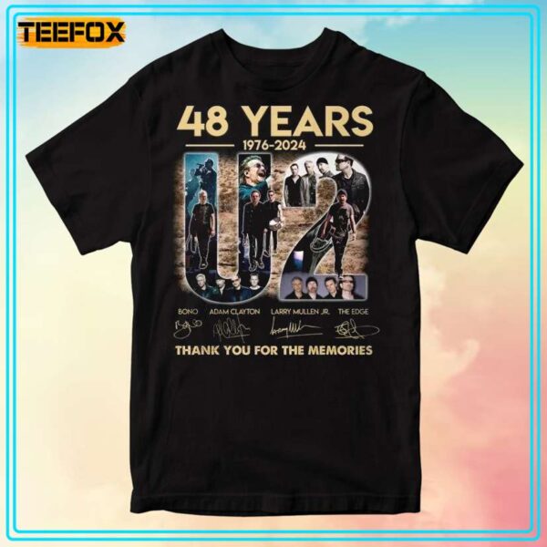 U2 48 Years Anniversary Signatures 1976 2024 T Shirt