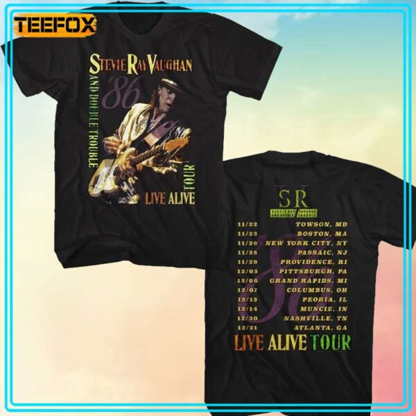Stevie Ray Vaughan Live Alive Tour 1986 T Shirt