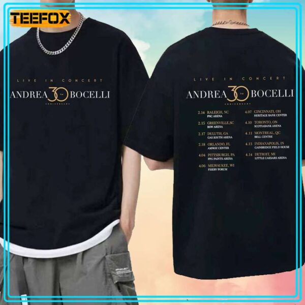 Andrea Bocelli Tour 2024 Concert T Shirt