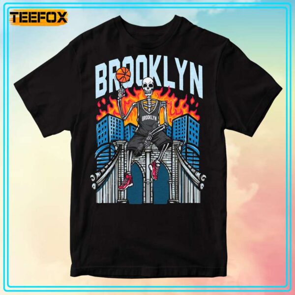Brooklyn Nets Basketball Skull Style T Shirt