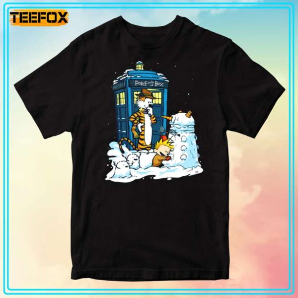 Snow Dalek Calvin And Hobbes And Doctor Who Graphic T Shirt