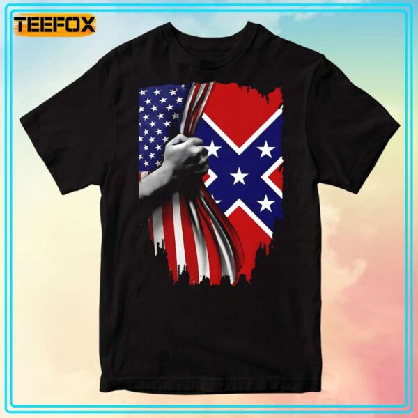 Confederate Flag And American Flag T Shirt