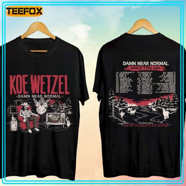 Koe Wetzel Damn Near Normal World Tour 2024 Music T Shirt