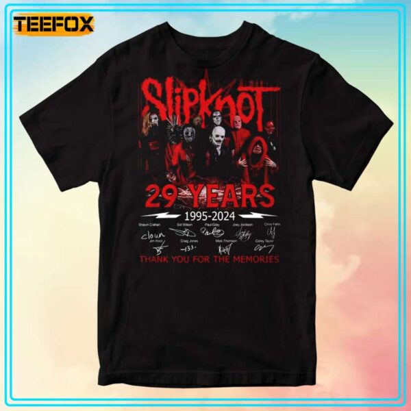 Slipknot 29 Years Signatures 1995 2024 T Shirt