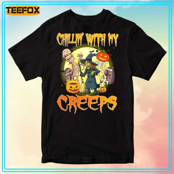 Chillin With My Creeps Funny Humor Ghost Halloween T Shirt